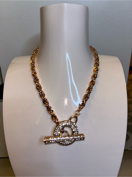 INC International Concepts Jewelry - INC rose gold Pave toggle closure rope necklace